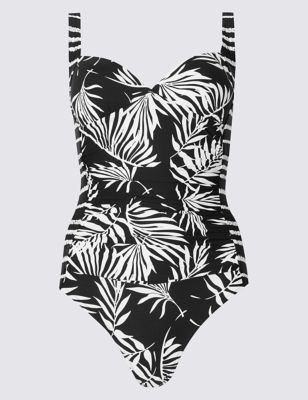 Secret Slimming&trade; Palm Leaf Print Swimsuit